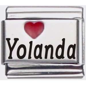  Yolanda Red Heart Laser Name Italian Charm Link Jewelry