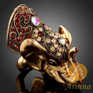 Arinna cute elephant head swarovski Crystal finger Ring  