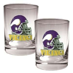 Minnesota Vikings NFL 2pc Rocks Glass Set   Helmet logo