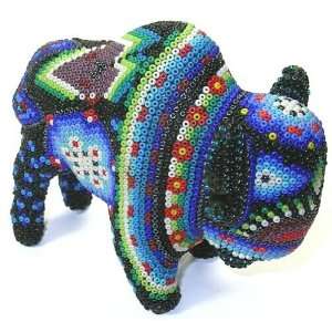  Buffalo ~ 4.5 Inch Huichol Bead Art