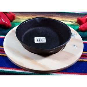 Mexican Cast Iron Queso Cheese Bowl & Wood Base:  Kitchen 
