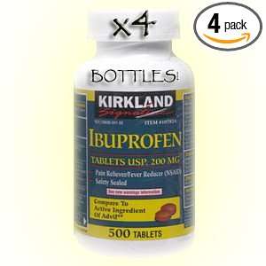  Kirkland Signature Ibuprofen Tablets 200 mg (Pack of 4 