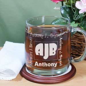  Engraved Initials Glass Mug