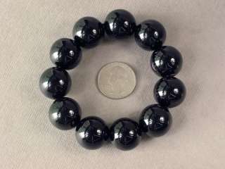 Bracelet Black Onyx Huge 20mm Round Beads Stretch  