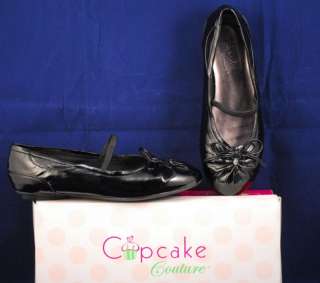 New Girls Cupcake Couture Black Malia Flat Shoes 13 M  