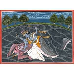  Matsya   The Fish Incarnation of Vishnu   Water Color on 