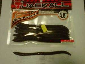 JACKALL FLICK SHAKE WORM 4.5   BLACK RED FLAKE  