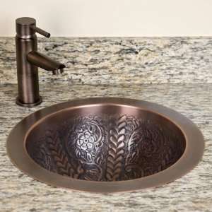  Intricate Flower Design Copper Sink   Antique Copper: Home 