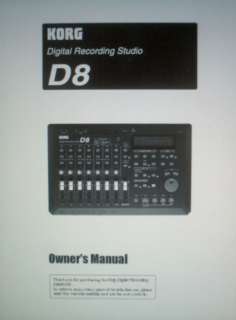 KORG D8 DIGITAL RECORD STUDIO OWNERS MANUAL BOUND ENG  