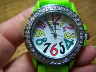   Color Numbers Green Geneva Jelly Watch Watches Band Lime Time Bling