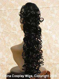 26 Long Curly Jet Black clip on hair extension ponytail  