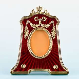 Red Guilloche Enamel Faberge Frame  