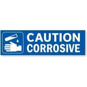 Magnetic Cabinet Label: Caution Corrosive   Heavy Laminated Magnetic 