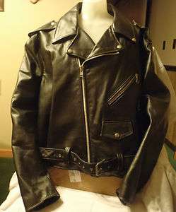 Leather Motorcycle Park V Jacket Mens Size 58 Full Zip Front Quilted 