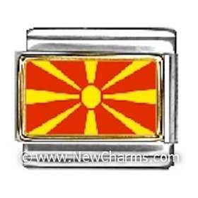 Macedonia Photo Flag Italian Charm Bracelet Jewelry Link