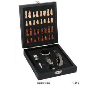 Chess Set Wood Case With 4Pcs Wine Set Toys & Games
