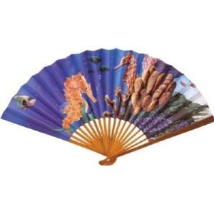  Sea Horse Paper Fan (Wooden Handle): Toys & Games
