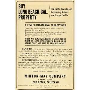   Ad Minton May Co. Long Beach California Properties   Original Print Ad