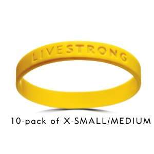  LIVESTRONG Wristbands, 10 Pack   X Small/Medium Sports 