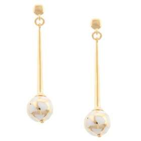   Over Sterling Silver White Resin Round Linier Drop Earrings: Jewelry