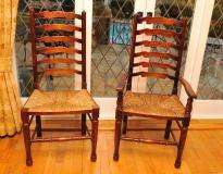 Oak Ladderback Chairs English Farmhouse Kitchen Set  