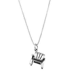  Silver Three Dimensional Adirondack Lawn Chair Necklace Jewelry