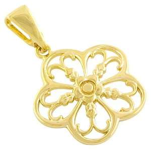  Beautiful 14kt Gold Plated Flower Pendant: Jewelry