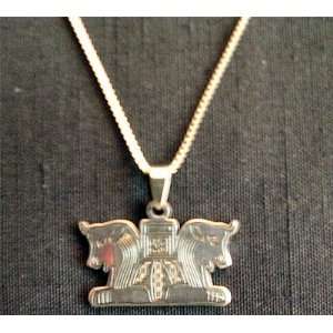  Persian Stainless Steel Pendant Twin Bull Heads Achmaenid 