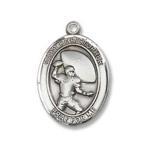 St. Christopher Sport Football Sterling Silver Medal with 18 Sterling 