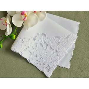   White Floral Cutwork Lace Dinner Napkins:  Kitchen & Dining