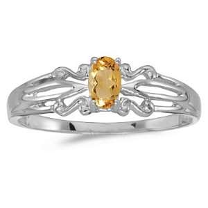  14K White Gold 5 x 3 MM Citrine Fashion Ring: Katarina 