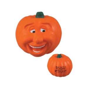   Pumpkin shape stress reliever with facial expression, 2 1/2 diameter