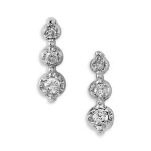    14k White Gold Triple Round Diamond Fashion Earrings Jewelry