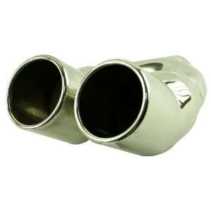   On Stainless Steel Slanted Twin Round Exhaust Muffler Tip: Automotive