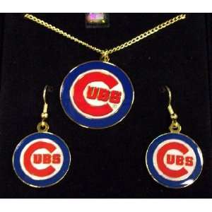  Chicago Cubs MLB Pendant w/chain & Earring Gift Set 