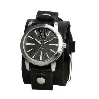   Womens GB065KW Exclusive Collection Roman Black Leather Cuff Watch