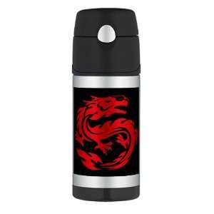    Thermos Travel Water Bottle Tribal Red Dragon 