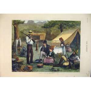   1879 Colour Print Camping Colorado America Picnic Tent
