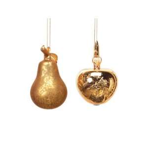 Club Pack of 24 Winter Solace Gold Glass Apple and Pear 