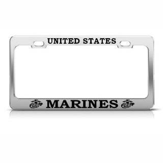  U.S. Marines Thin Rim License Plate Frame (Chrome Metal 