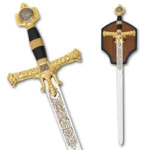  King Solomon Sword w/ Star of David, Gold Guard w/ Display 