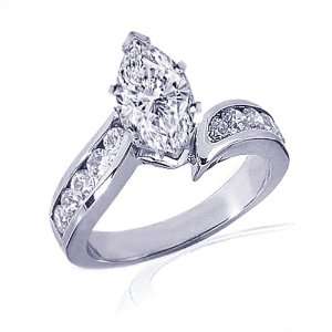  1.45 Ct Marquise Cut Diamond Swirl Engagement Ring Channel 