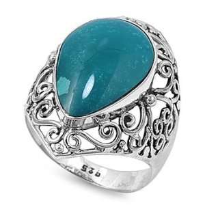   Ring with Genuine Turquoise Stone  Unisex Ring   Size 6: Jewelry