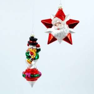  Vintage style SANTA CLAUS and SNOWMAN Glass Ornaments 