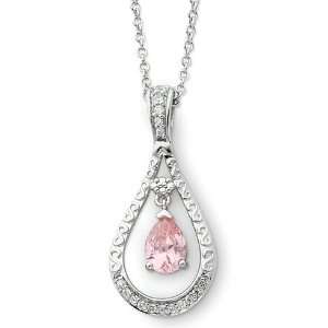   Oct. CZ Stone Never Forget Tear 18in Birthstone Necklace Jewelry