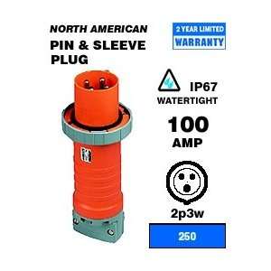   Sleeve Plug 100 Amp 250 Volt 2P 3W NA Rated   Blue: Home Improvement