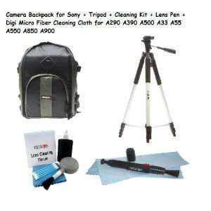 : Camera Backpack for Sony + Tripod + Cleaning Kit + Lens Pen + Digi 