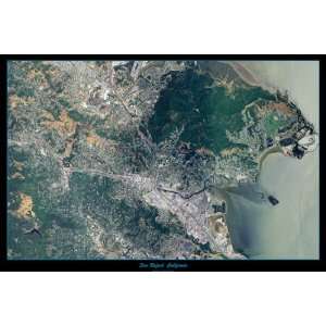 Satellite poster print/map of San Rafael, California in Marin County 