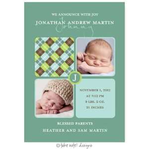 Take Note Designs Digital Photo Birth Announcements   Jonathan Andrew