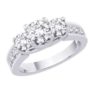 3 Diamond Anniversary Ring 2 ct. in 14K White Gold 